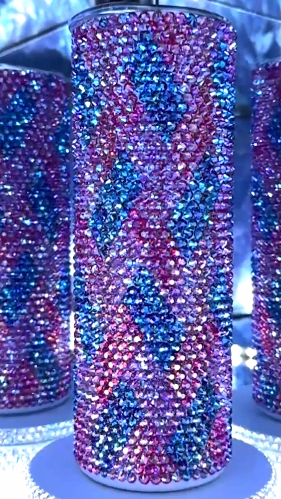 3 Color Parallelogram Rhinestone Tumbler