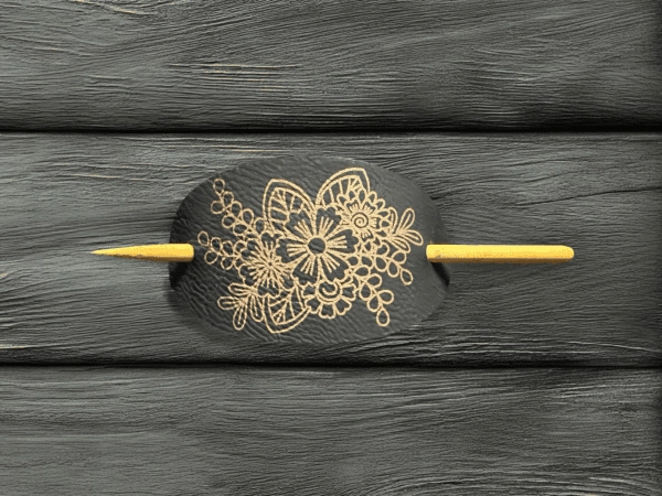 Black and Gold Floral Hair Pin