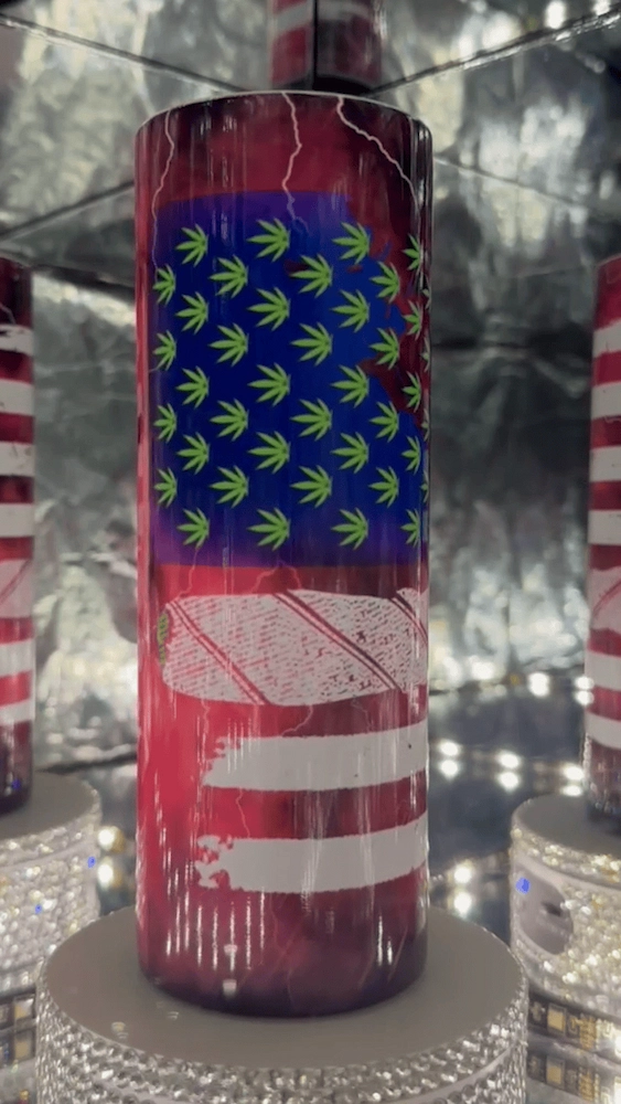 Patriotic Weed Tumbler – Flag Design