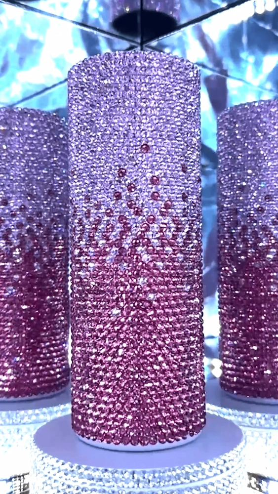 Pink Ombre Tumbler – Rhinestone Design