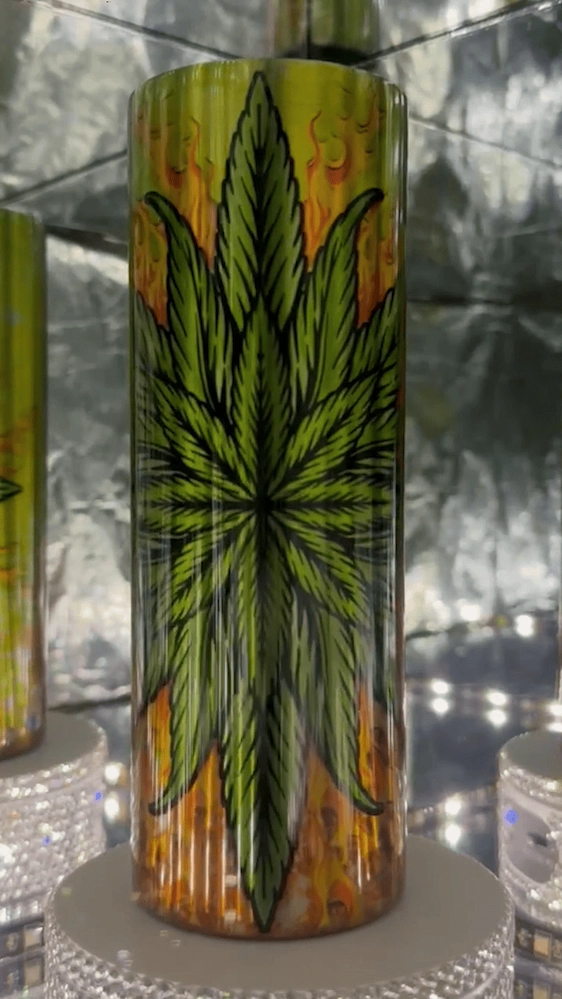 Shiny Weed Tumbler – Cannabis Design